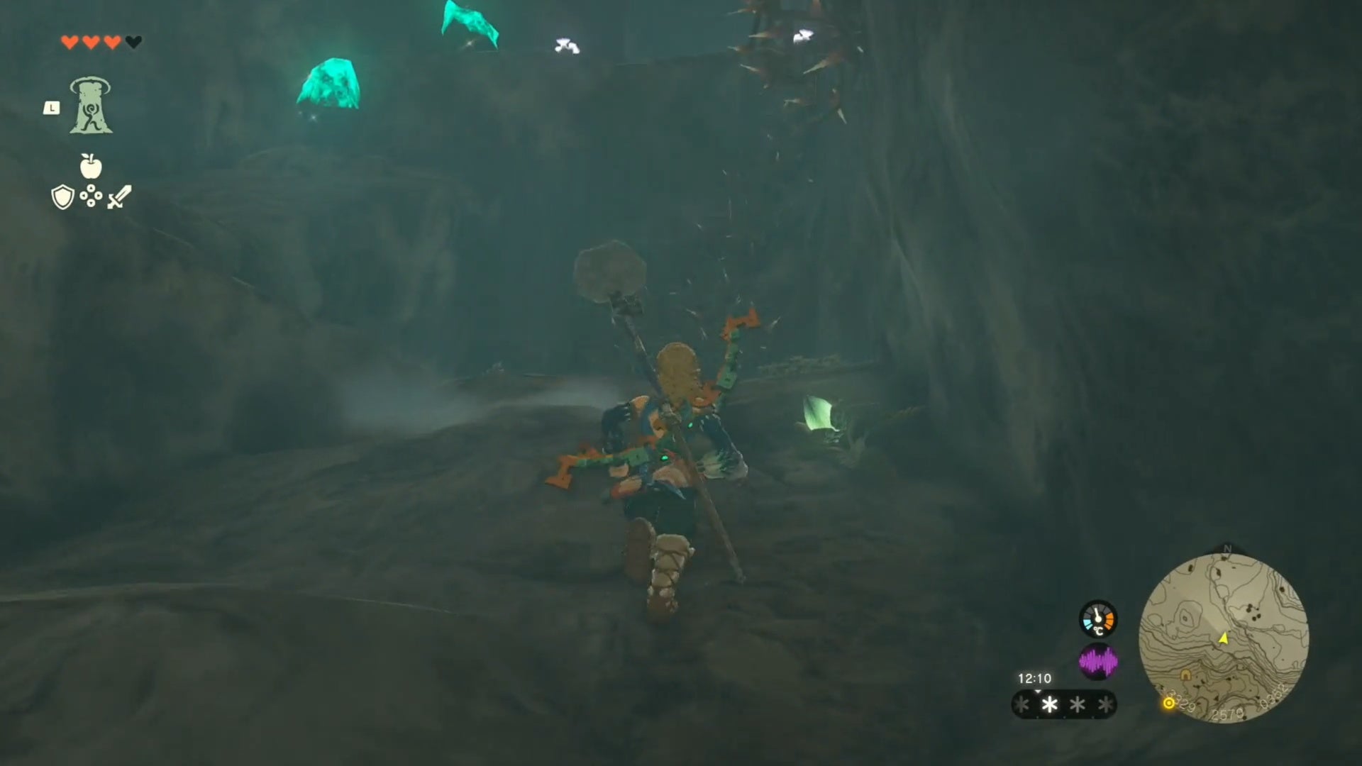 zelda totk hebra south summit cave luminous rock deposits and horriblin