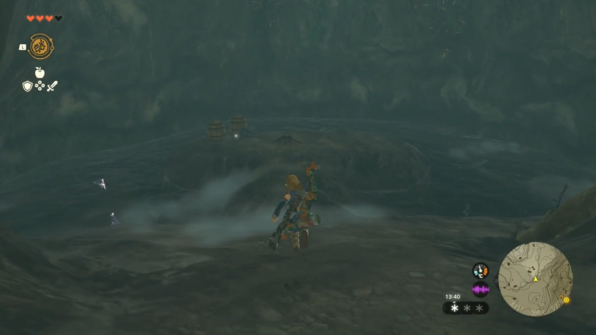 zelda totk hebra south summit cave unlit fire surrounded by water