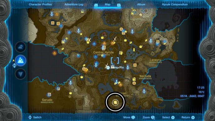Zelda TOTK, Highland Stable map location