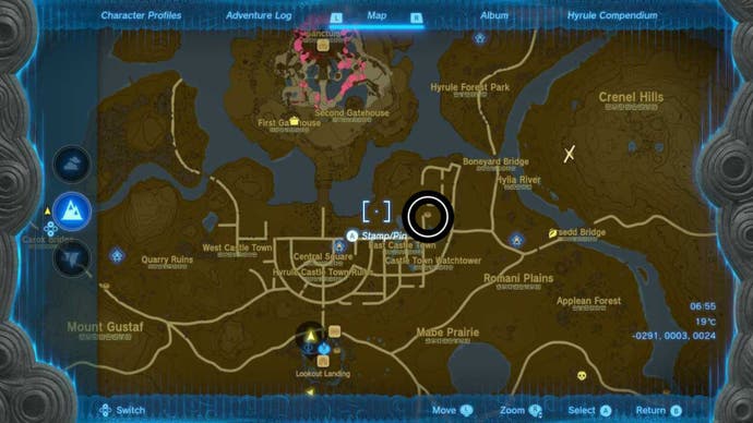zelda totk hyrule castle town ruins well map location