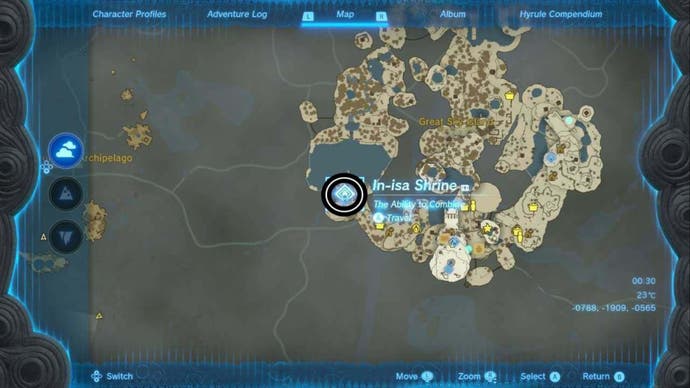 zelda totk in isa shrine map location circled