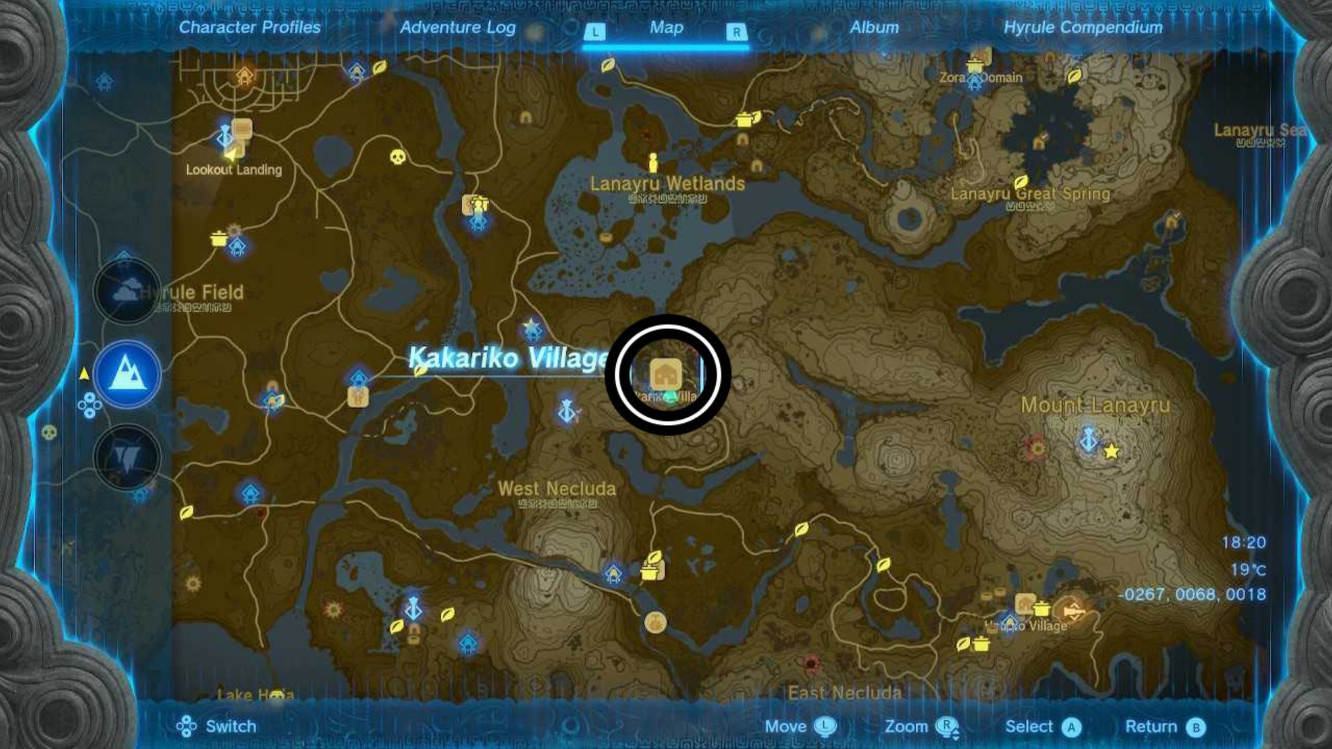 zelda totk kakariko village close up map location