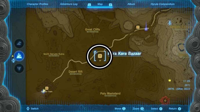 zelda totk kara kara bazaar map location after storm