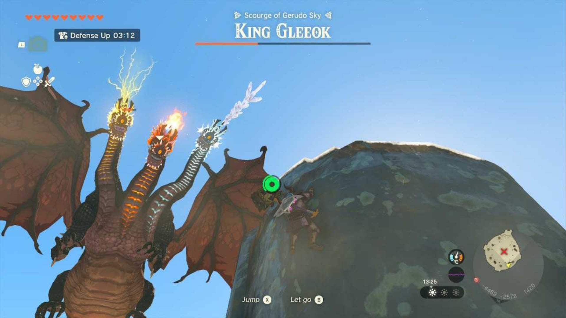 zelda totk king gleeok link clinging to rock