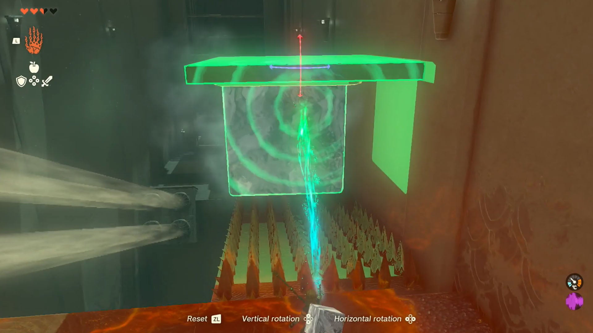 zelda totk kiuyoyou shrine cube panel slide down spikes