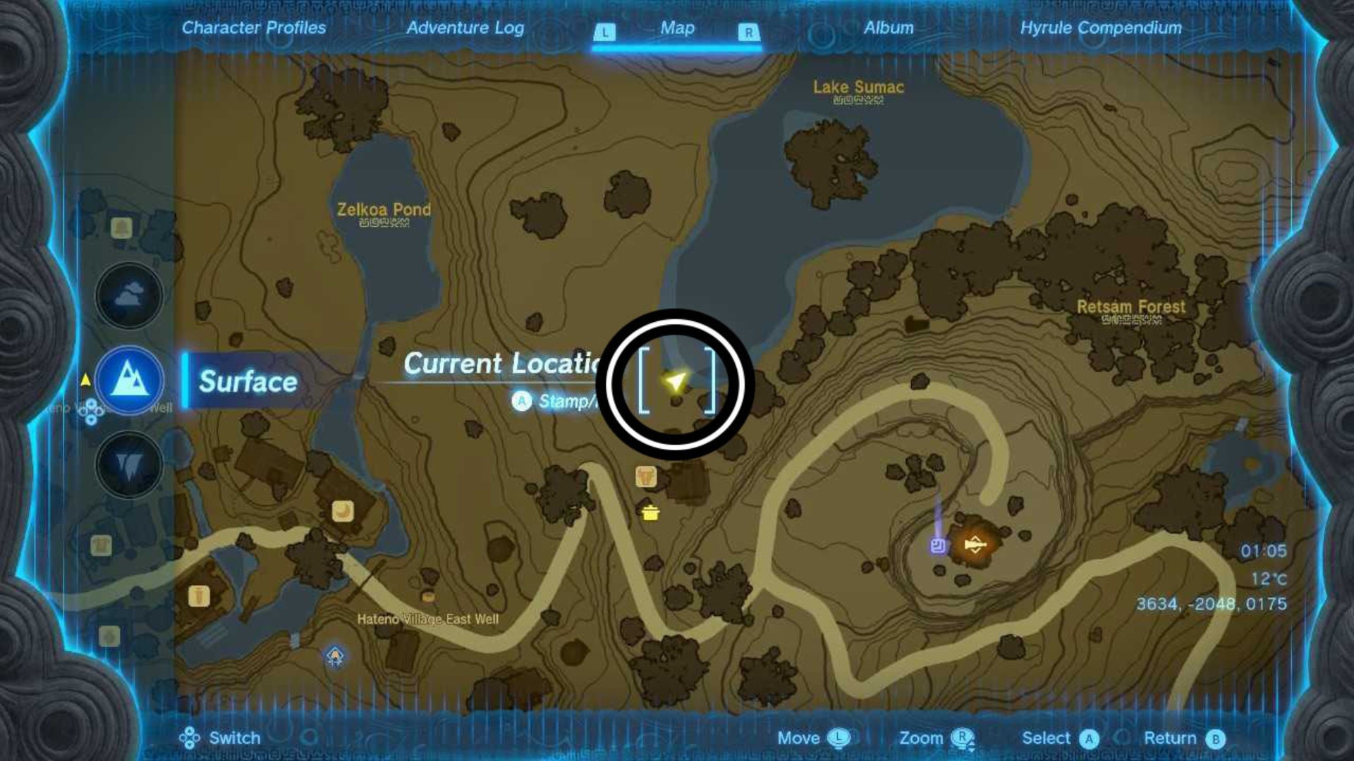 zelda totk koyin map location lake sumac