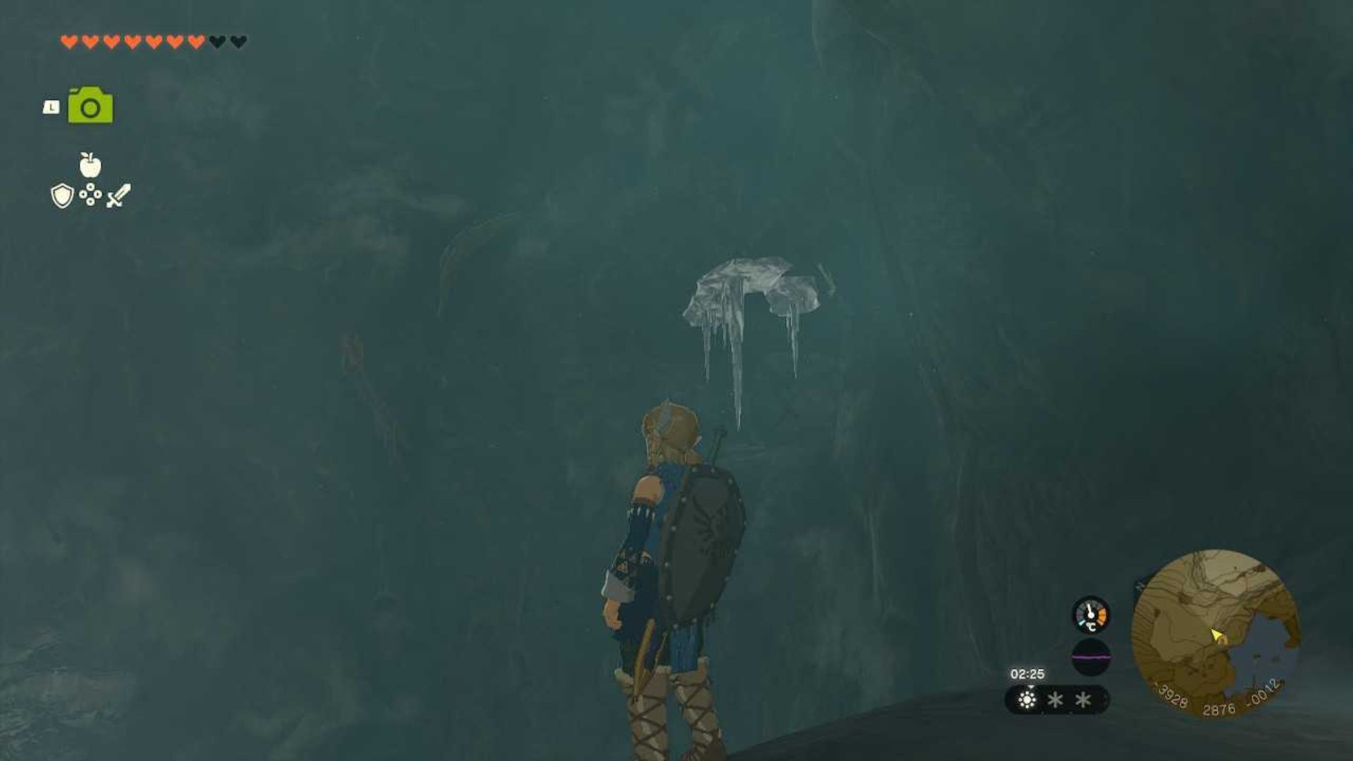zelda totk lake kilsie cave icicle blocked frostbite headress location