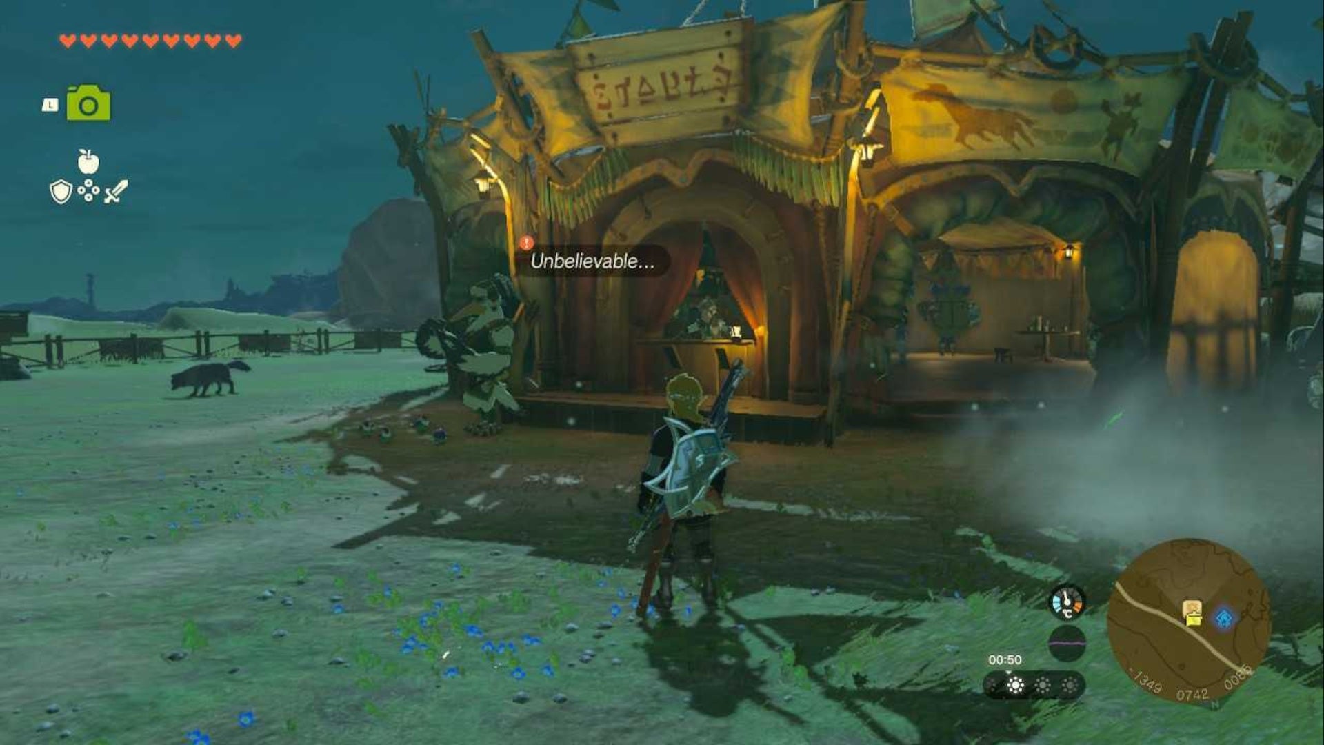 zelda totk link and penn outside new serenne stable