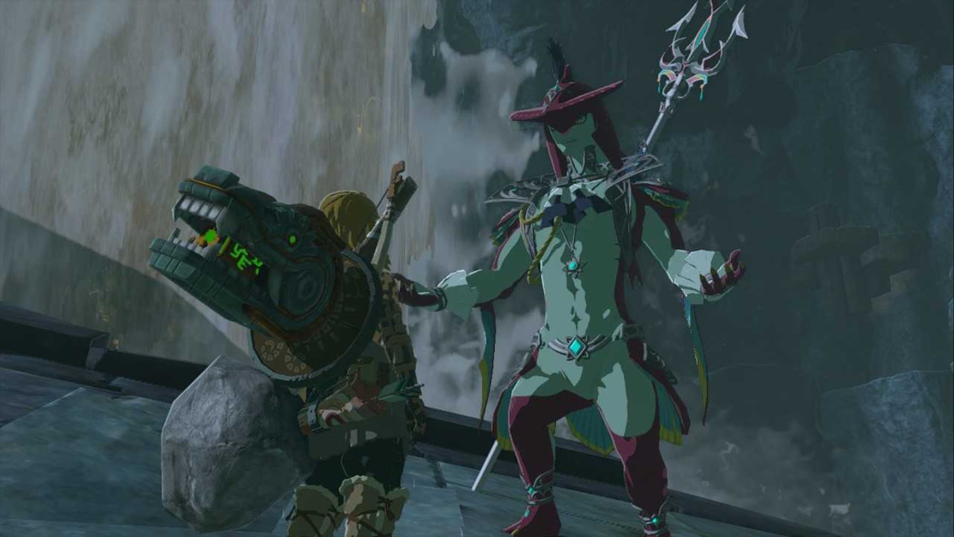 zelda totk link and sidon outside ancient zora waterworks