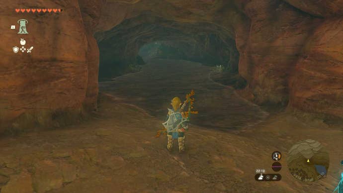 zelda totk link at entrance of tamio river downstream cave