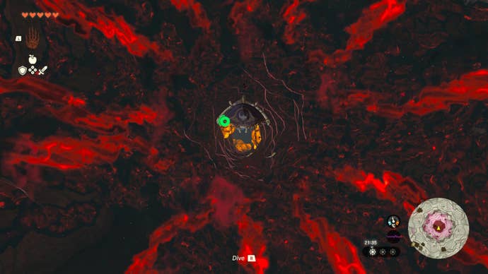 zelda totk link diving into death mountain chasm