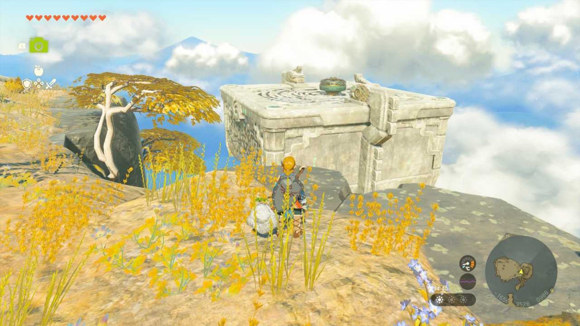 zelda totk link facing floating platform e hebra sky arch ancient tablet