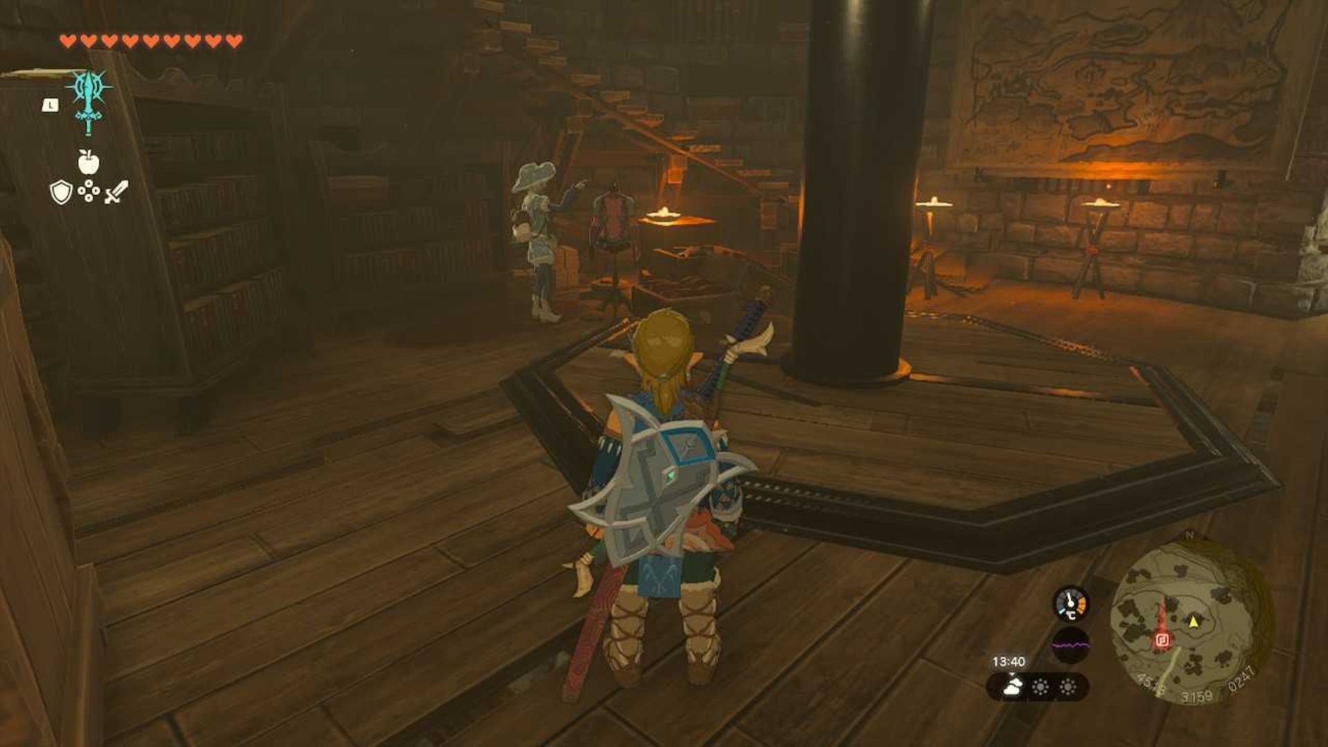 zelda totk link facing konba and yiga armor in akkala ancient tech lab