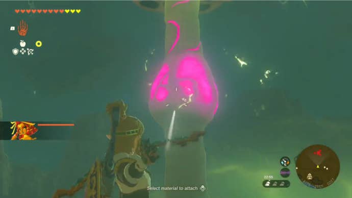 zelda totk link firing arrow at core of gibdo nest kara kara bazaar