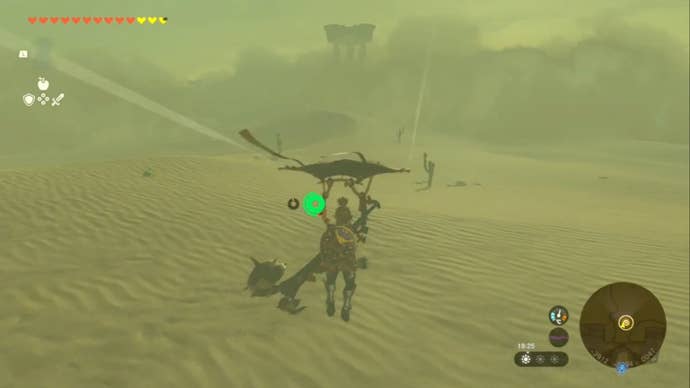 zelda totk link gliding to first tower in gerudo desert