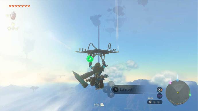 zelda totk link gliding to waterfall for north tabantha sky archipelago