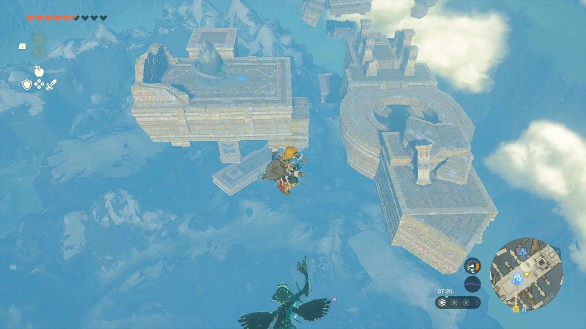 zelda totk link in air near Mayaumekis Shrine
