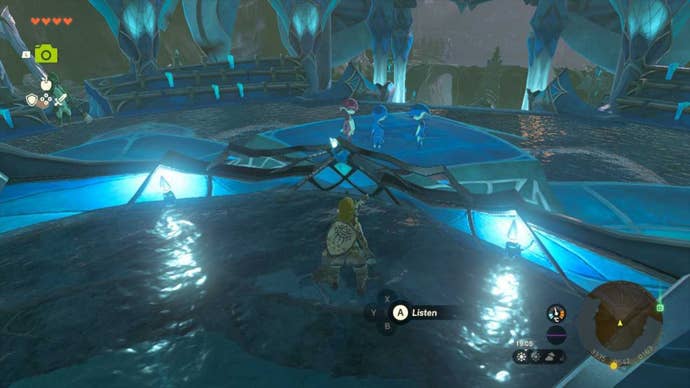 zelda totk link listening to zora kids