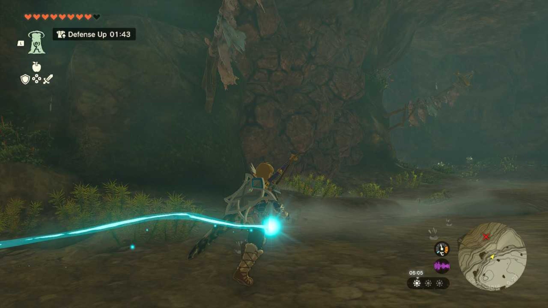 zelda totk link looking at blocked wall in tamio river downstream cave