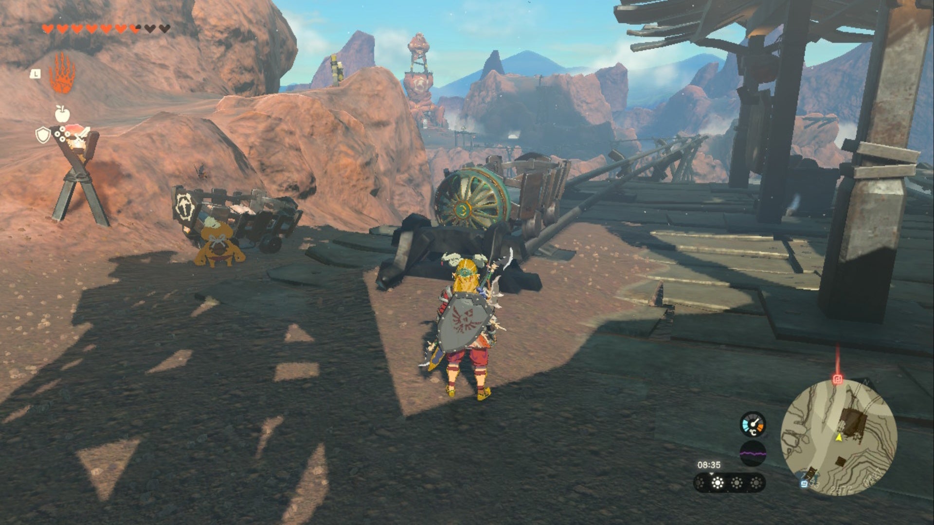 zelda totk link looking at cart to yunoboco hq