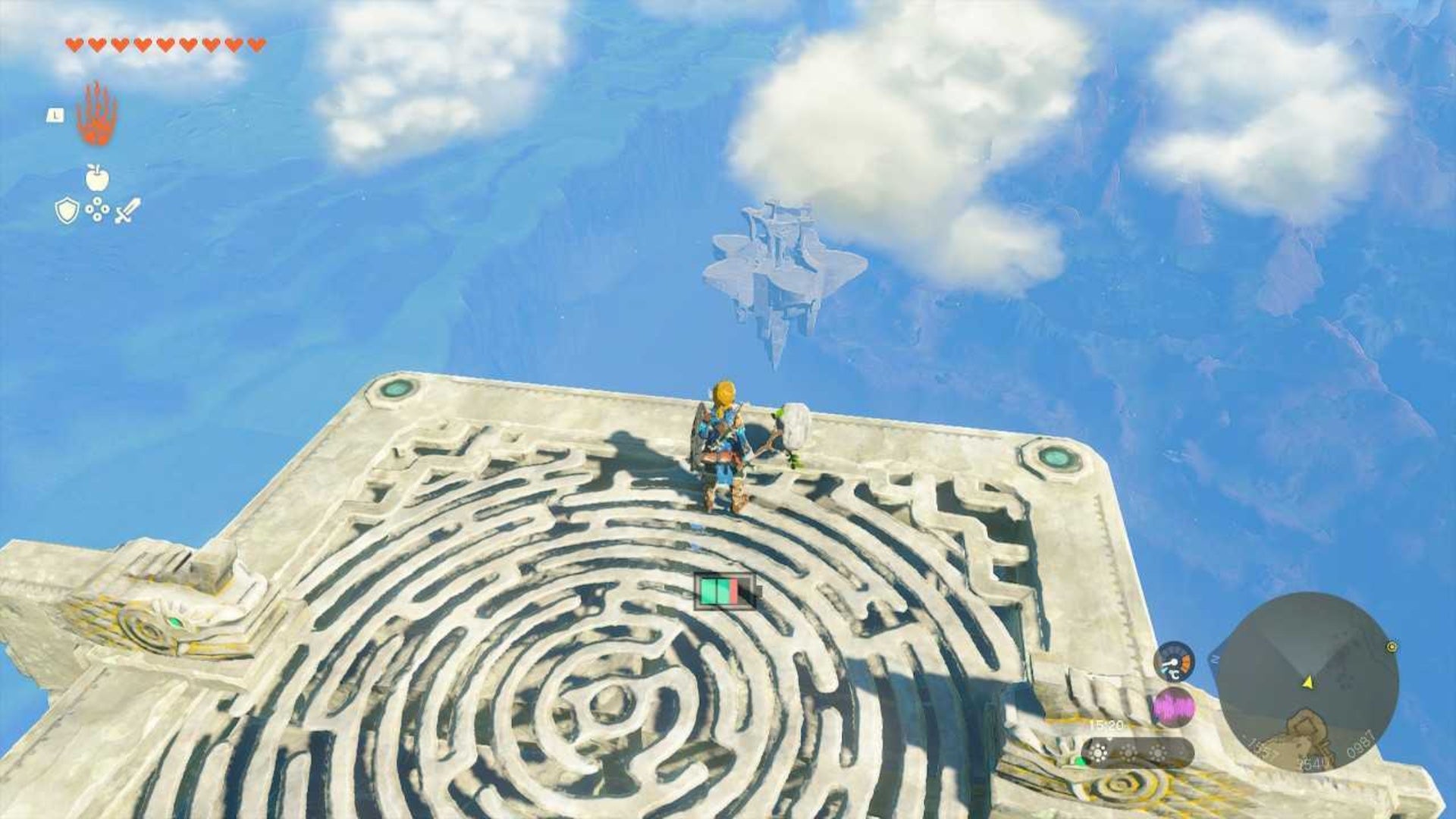 zelda totk link on floating platform e hebra sky arch ancient tablet