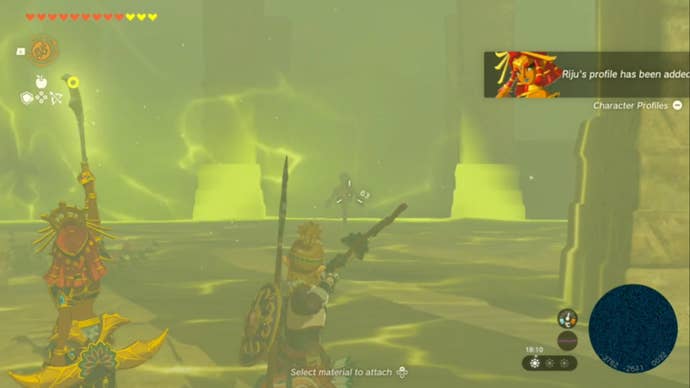 zelda totk link shooting at dummy in north gerudo ruins