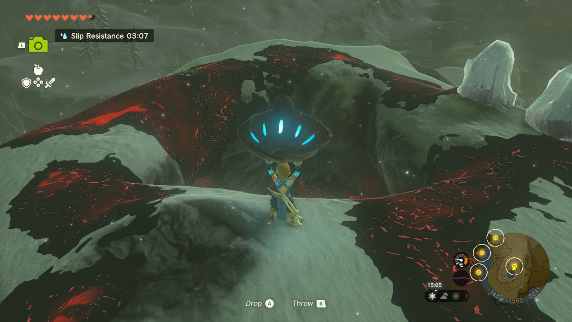 zelda totk link throwing eye great plateau west chasm