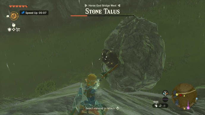 zelda totk link using bow to aim at stone talus