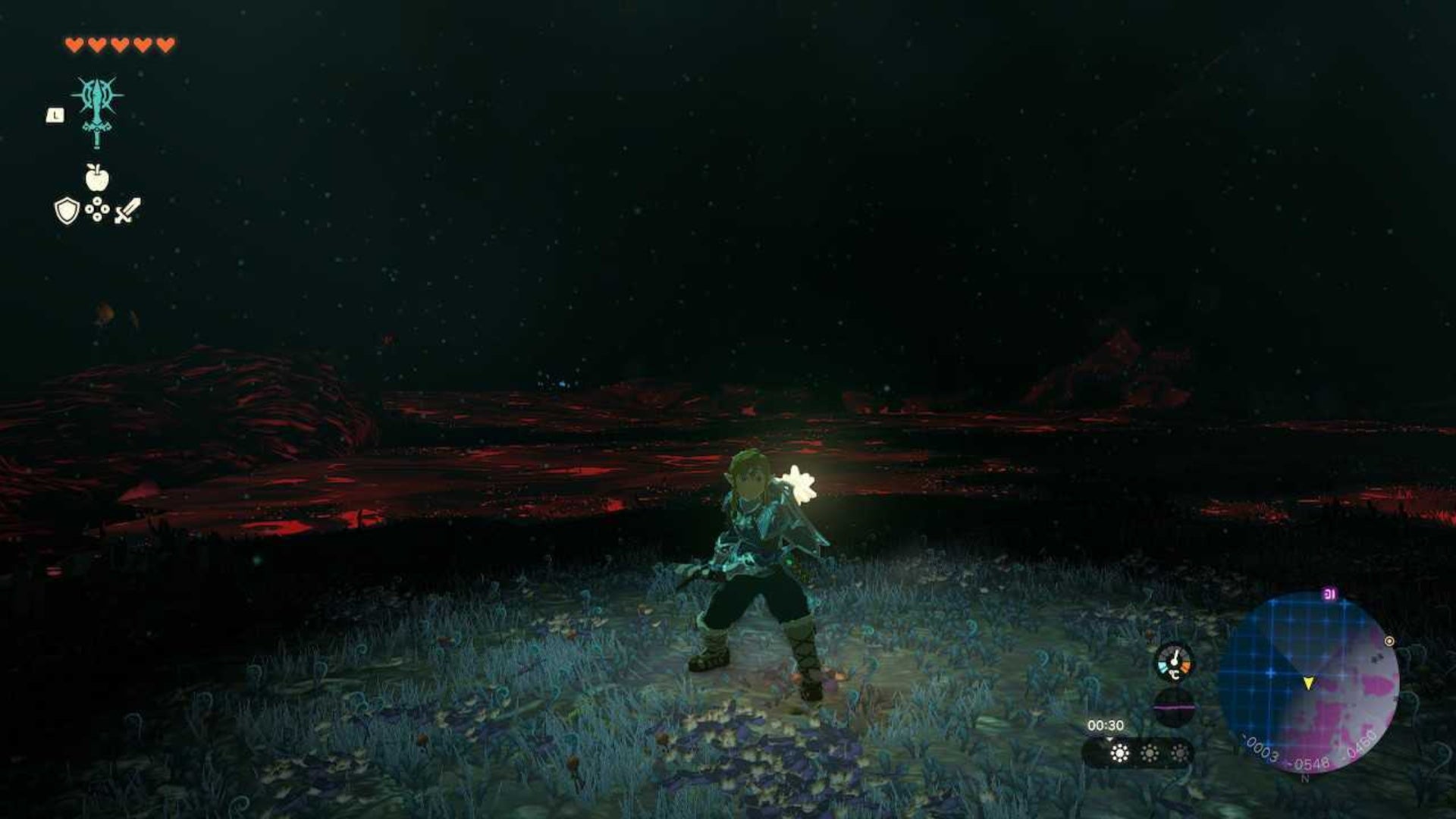 zelda totk link wearing star zora shield in the depths