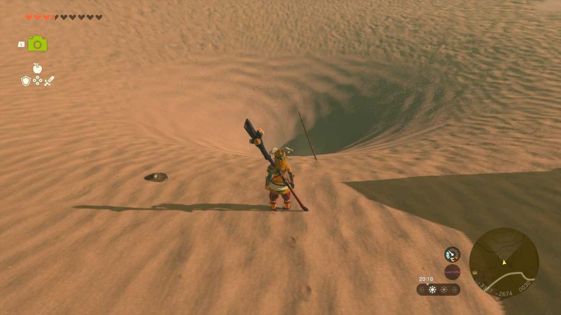 zelda totk lost in the dunes ponthos sinkhole