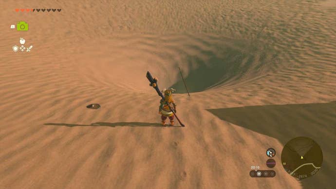 zelda totk lost in the dunes ponthos sinkhole
