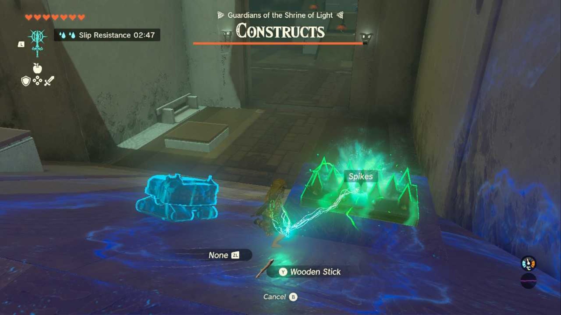 zelda totk mayachideg shrine link fusing spikes to wooden stick