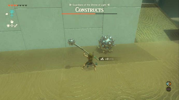 zelda totk mayachideg shrine link using spiked balls on stick