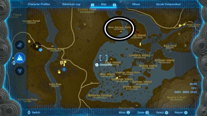 zelda totk moor garrison ruins well map location