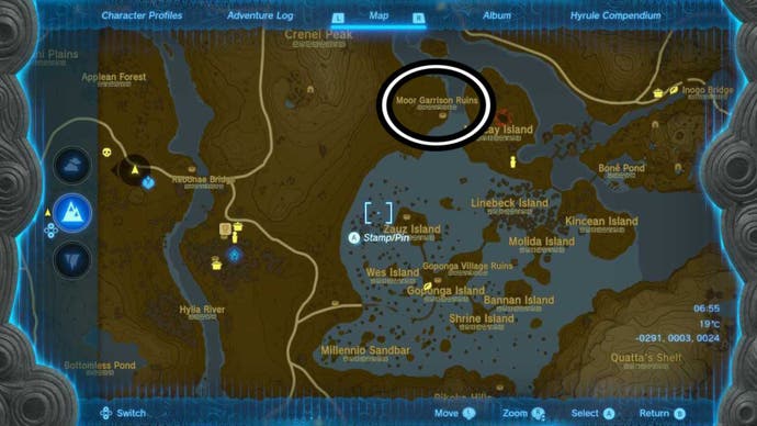 zelda totk moor garrison ruins well map location