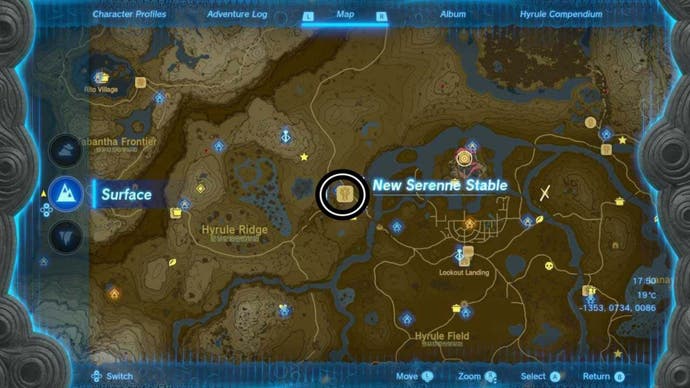 zelda totk new serenne stable map location