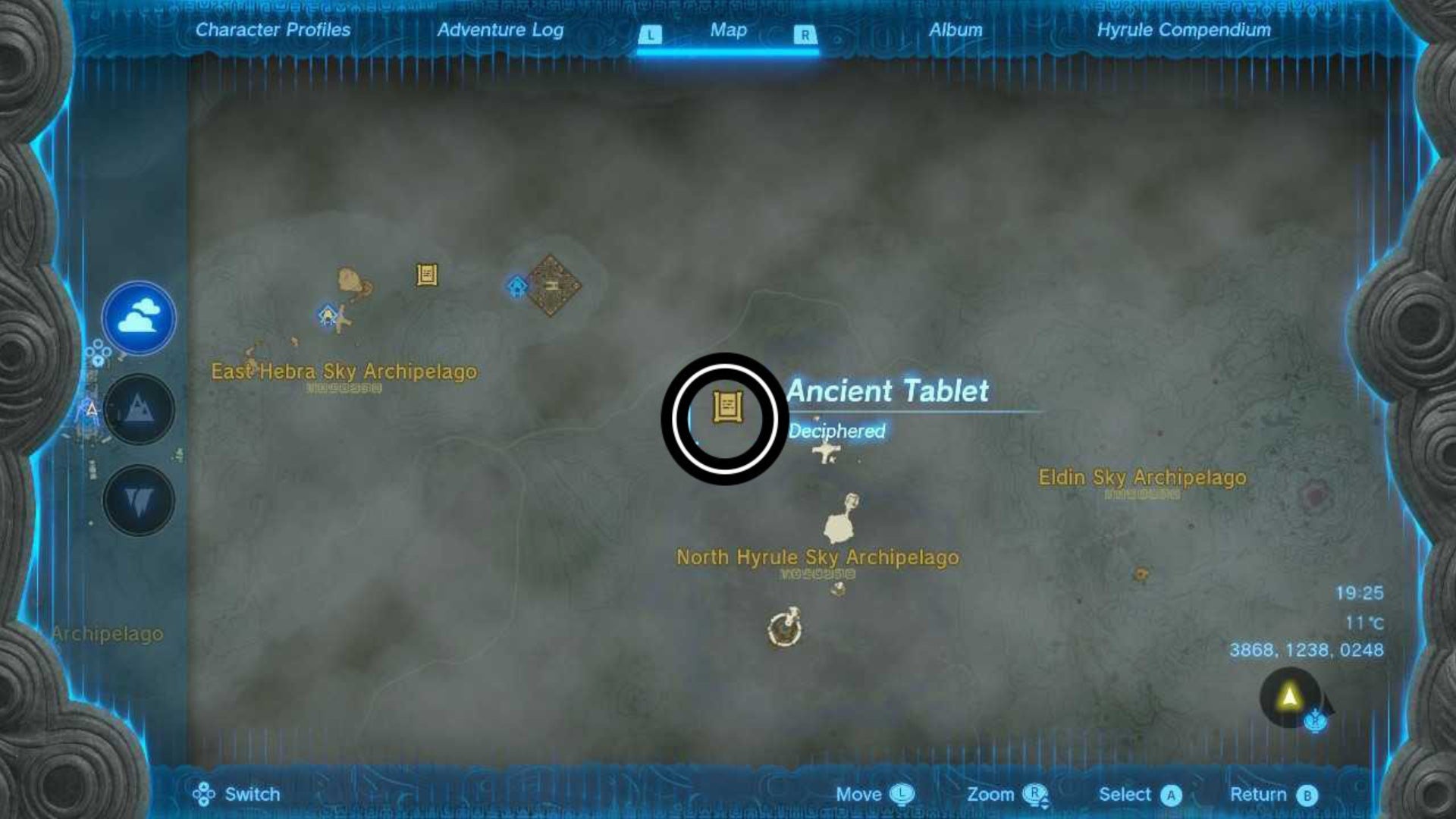zelda totk north hyrule sky archipelago ancient tablet map location