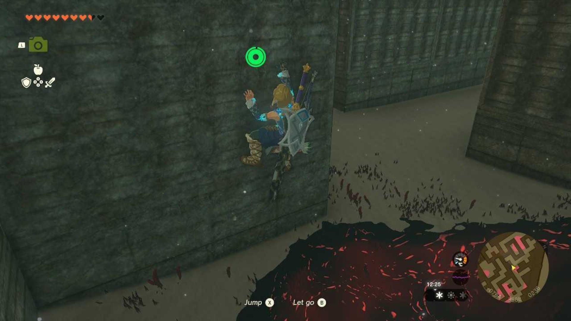 zelda totk north lomei labyrinth link climbing over gloom patch