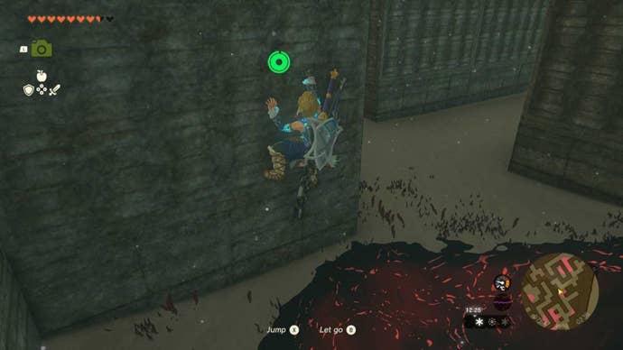 zelda totk north lomei labyrinth link climbing over gloom patch