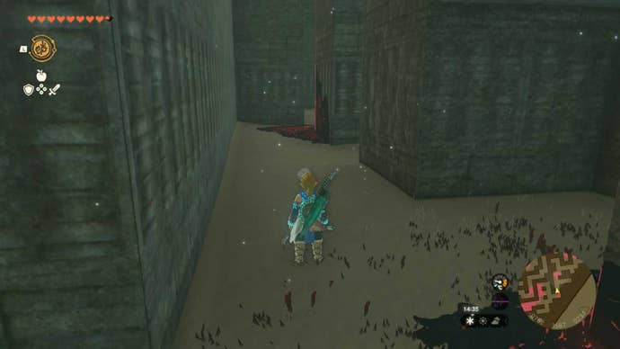 zelda totk north lomei sky labyrinth end of corridor wall climb gloom