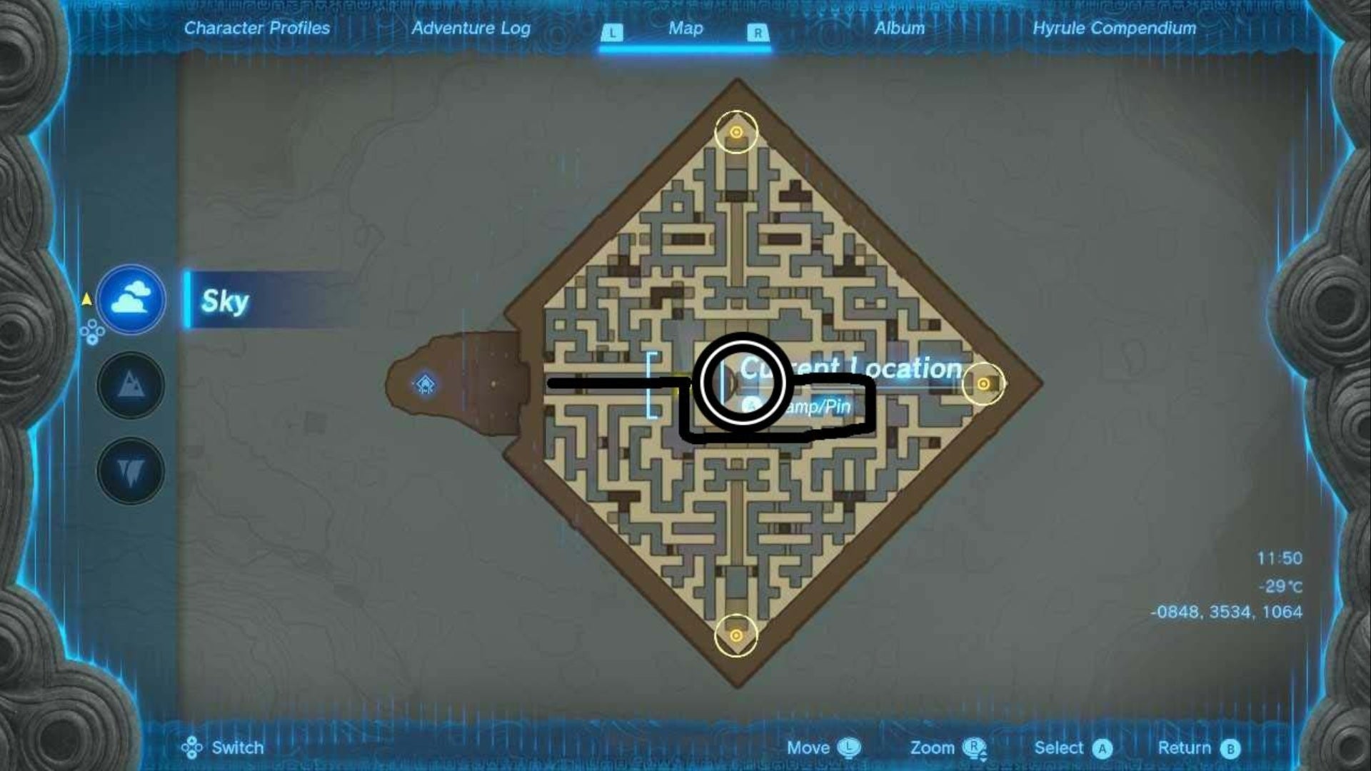 zelda totk north lomei sky shrine route to center zonai gate