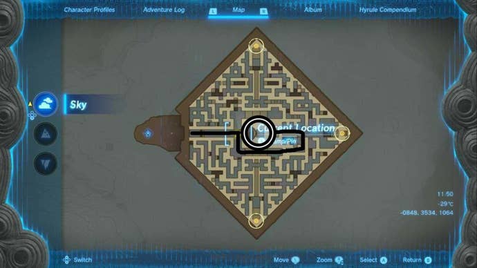 zelda totk north lomei sky shrine route to center zonai gate