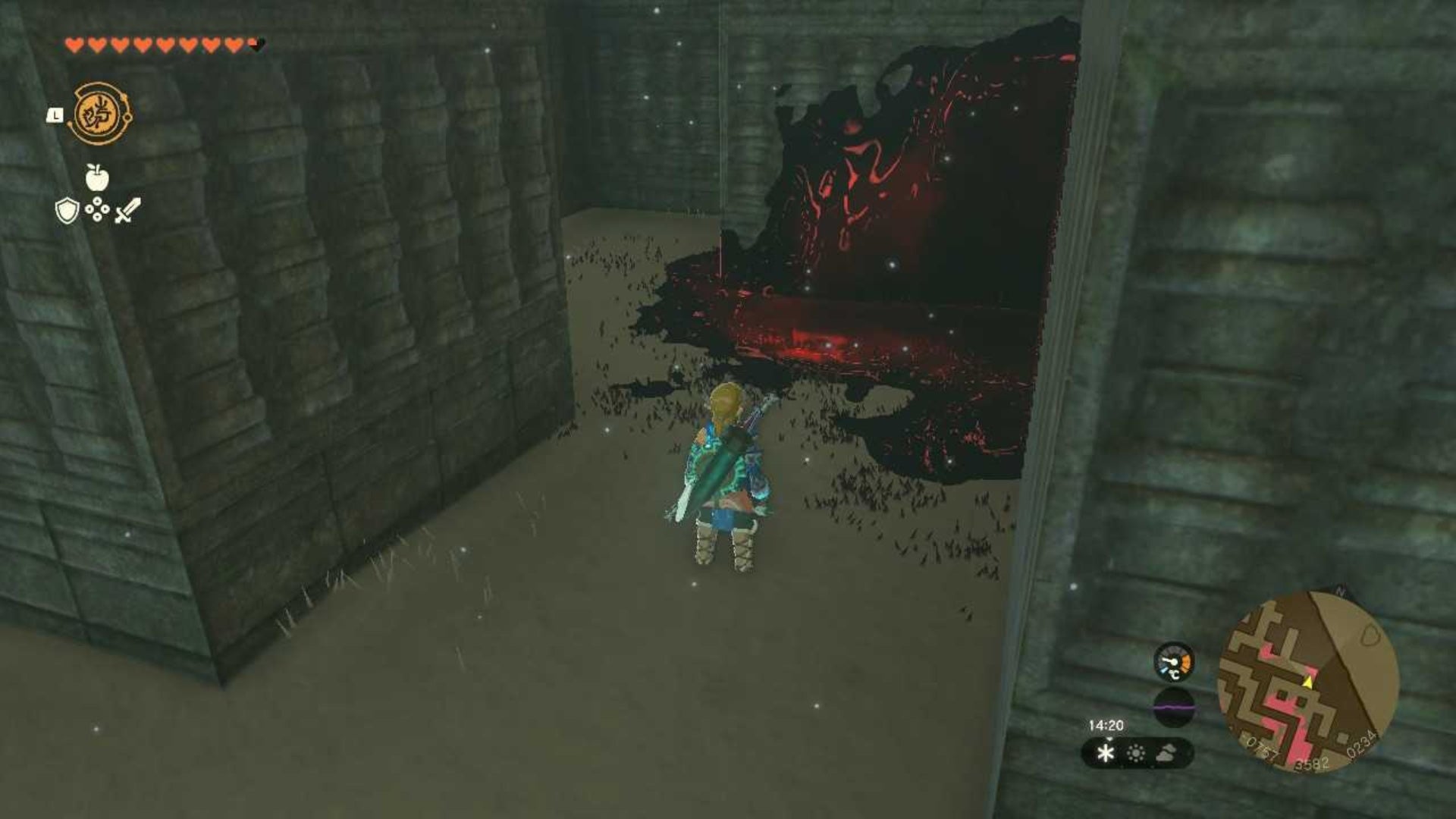 zelda totk north lomei surface labyrinth gloom patch in corner