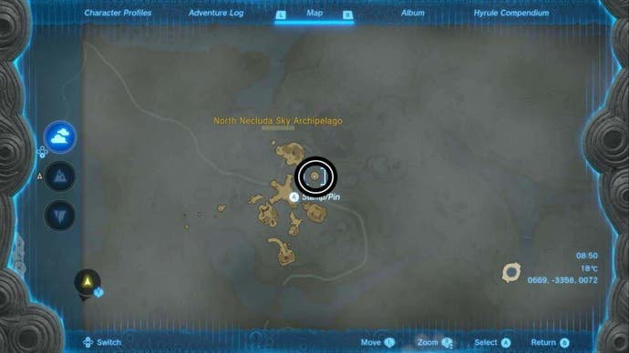 zelda totk north necluda sky archipelago sages will map location