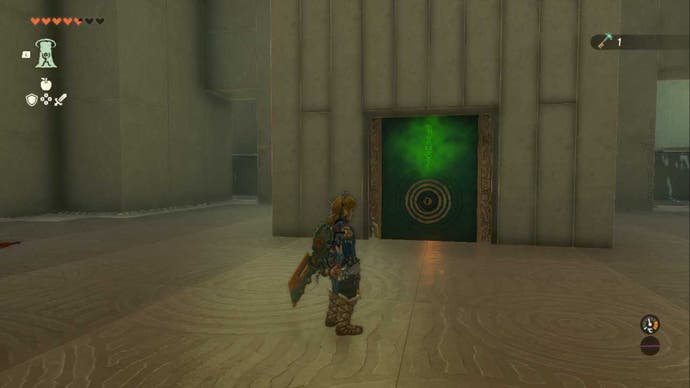 zelda totk orochium shrine link looking at locked green doors