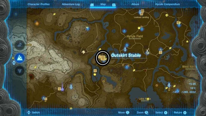 zelda totk outskirt stable map location