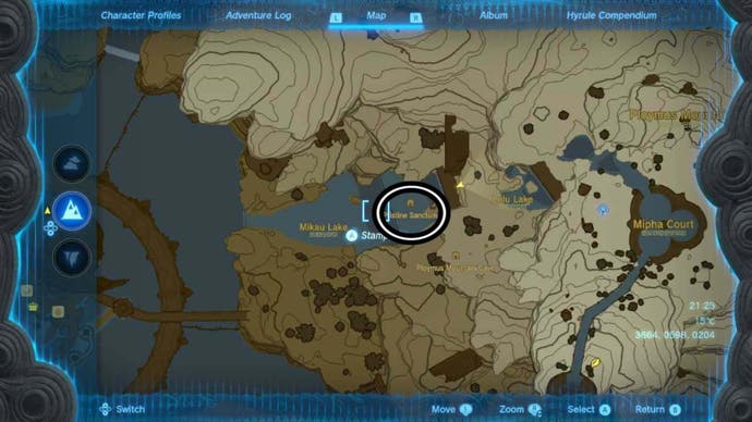 zelda totk pristine sanctum map location