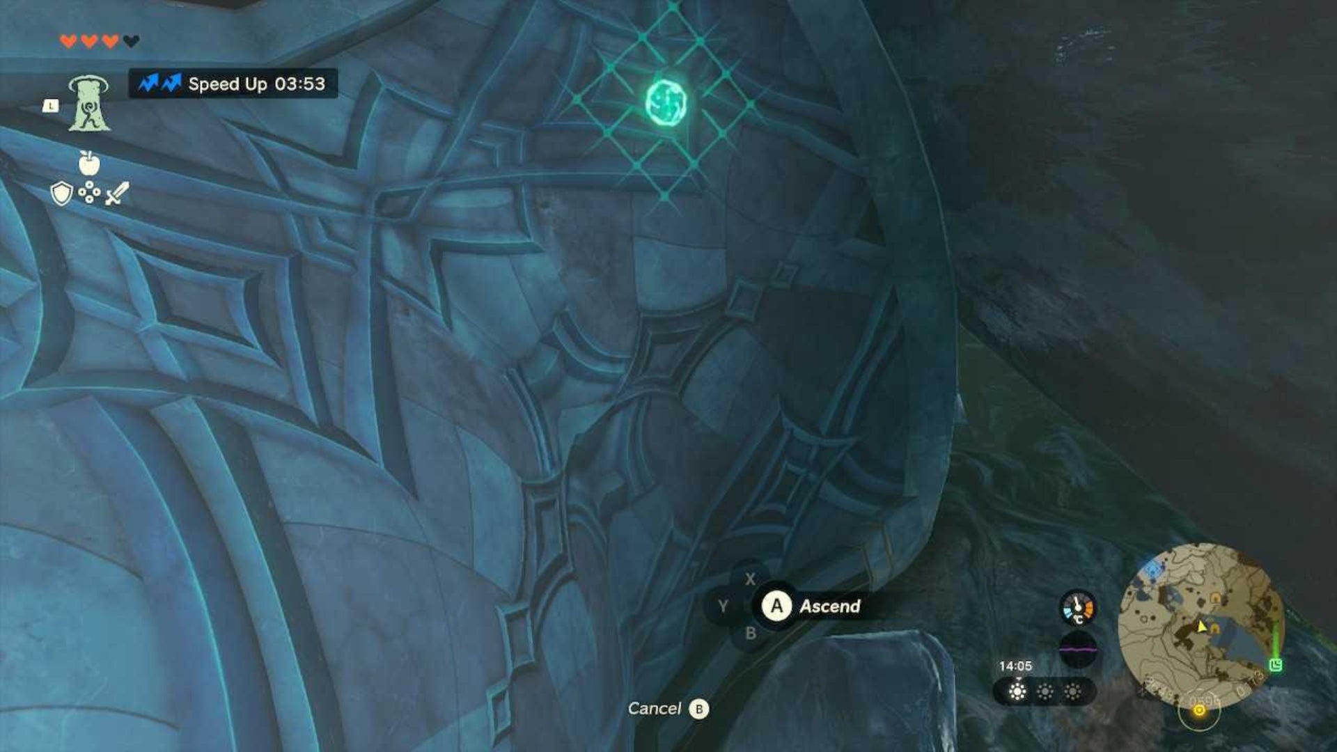 zelda totk pristine sanctum secret entrance ascend overhang