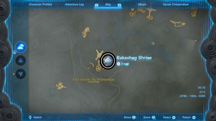 zelda totk rakashog shrine map location