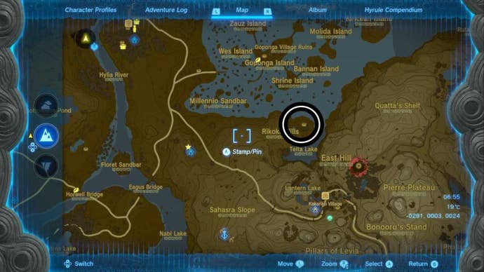 zelda totk rikoka hills well map location